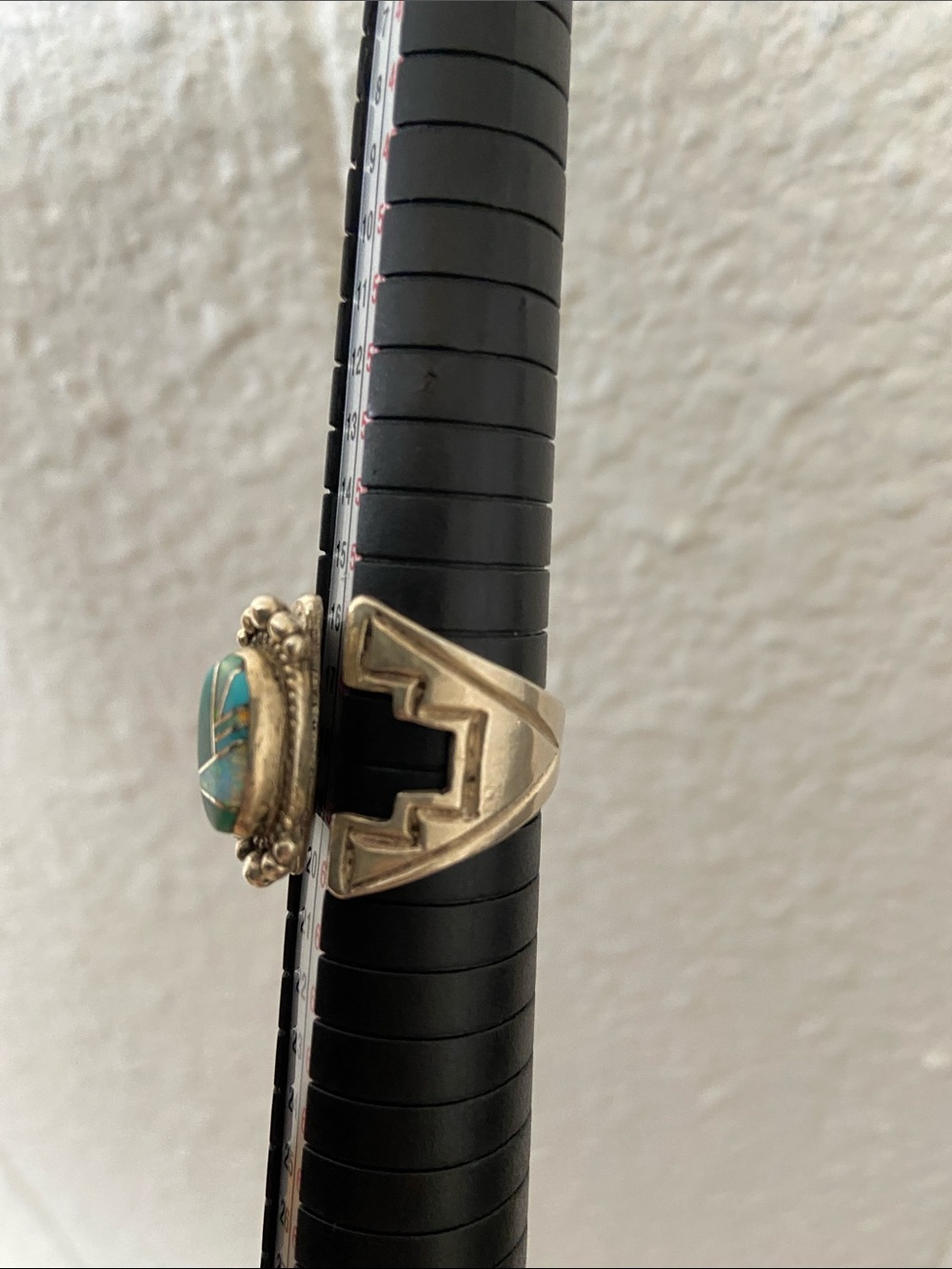 Native American Sterling Silver Inlay Ring - Picture 4 of 6